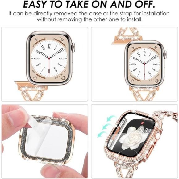 NEW Luxury Rhinestone Apple Watch Band with Case